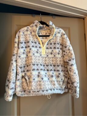 No Boundaries Plush Half-Zip Pullover - Cream, Gray & Yellow Accents